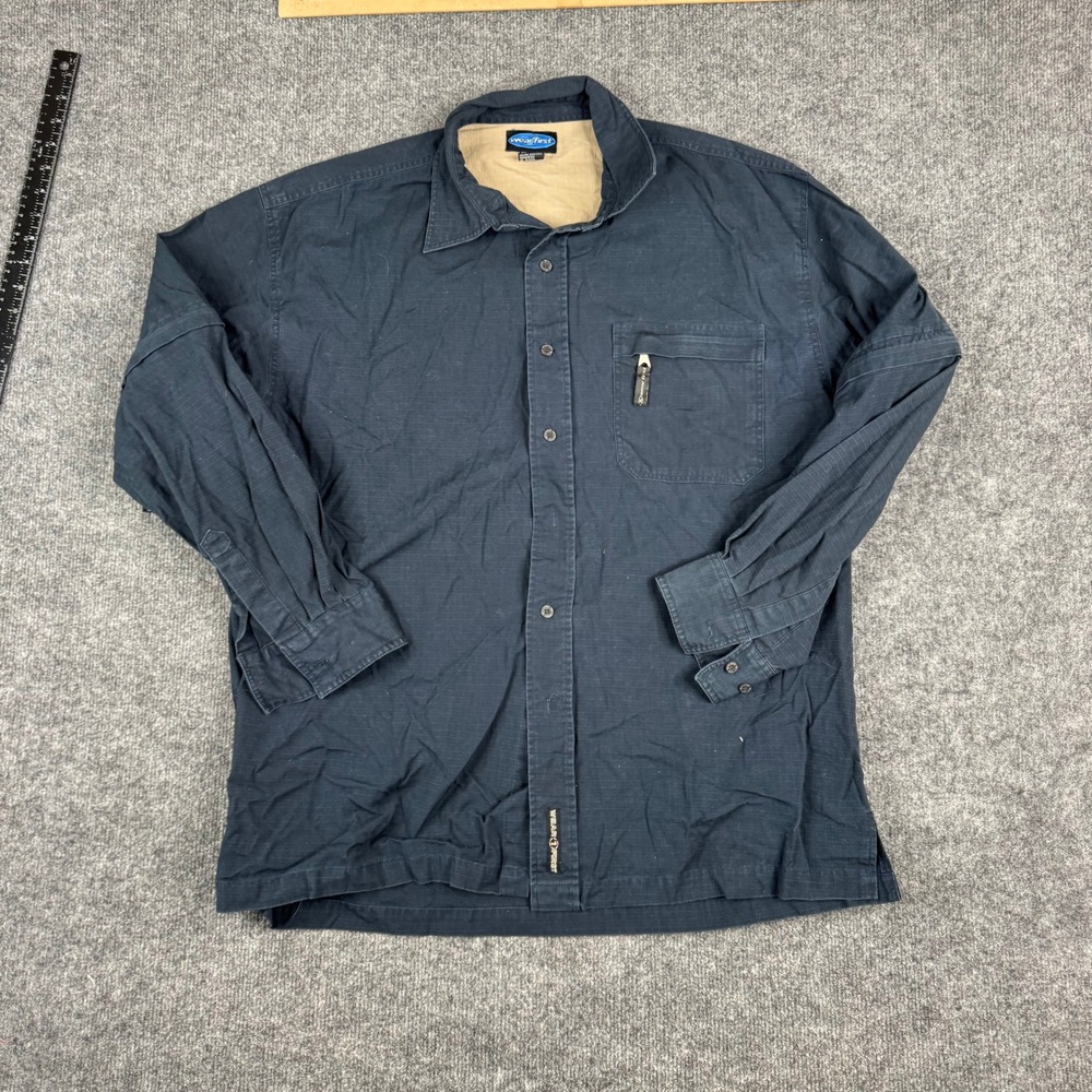 Wear First Shirt Mens XL Blue Ripstop Cotton Long Sleeve Utility Cargo Pocket